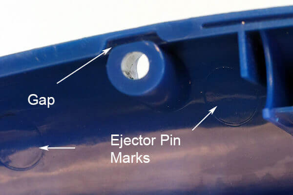 ejector pin “witness” marks on molded plastic products by injection molding process